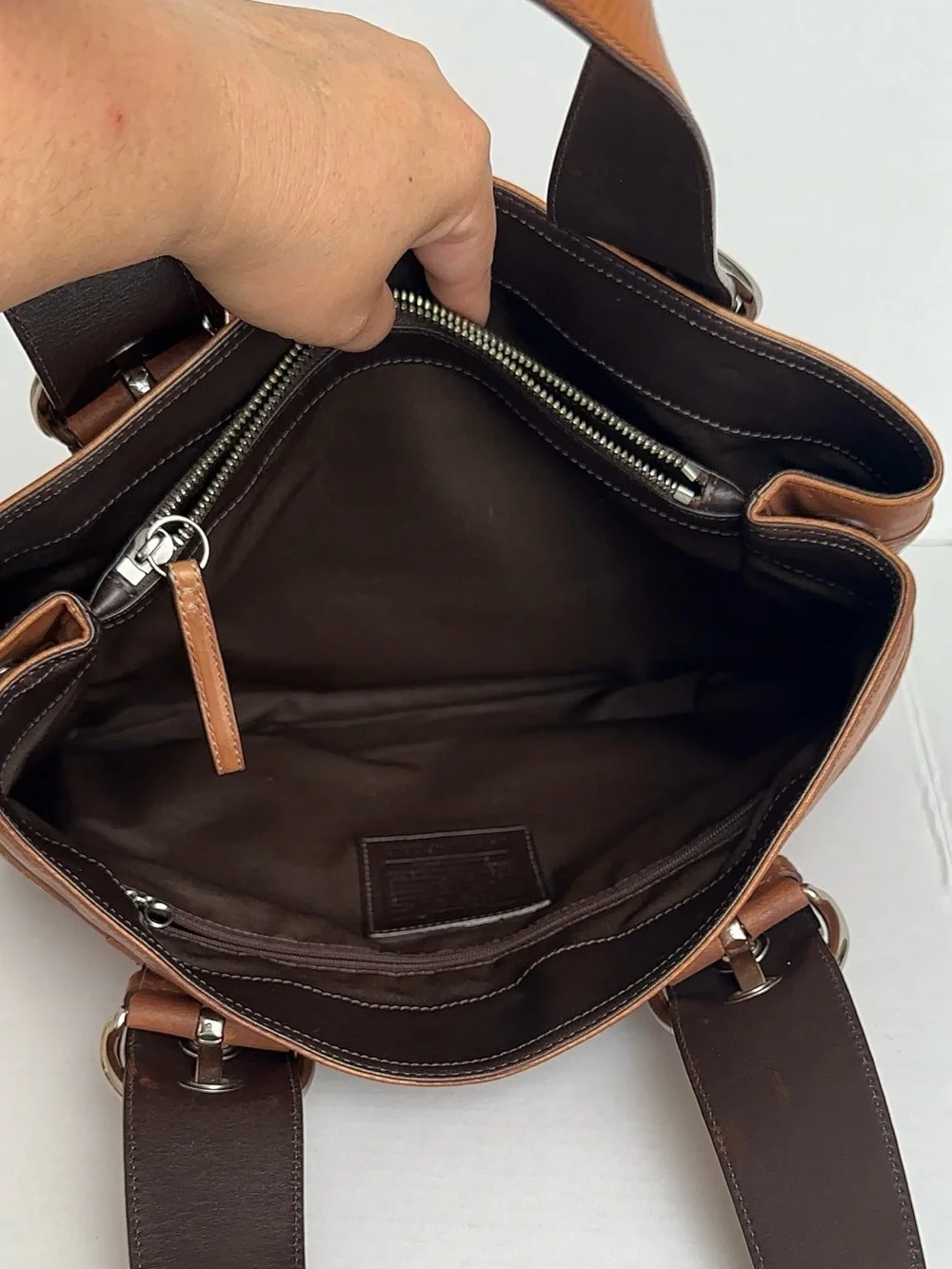Coach Legacy Leather Tote Bag Tan Cognac Shoulder Handbag F12303